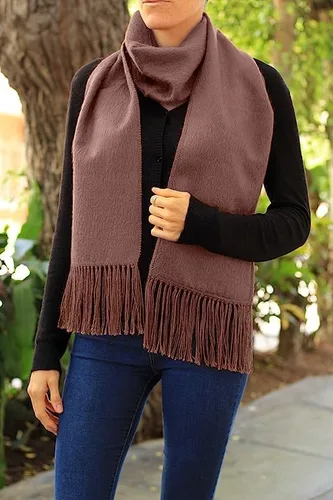 Miniatura 2 de TINKUY PERU - Lana de alpaca peruana - Unisex tejido flecos cepillado bufanda
