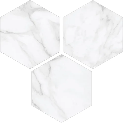 Miniatura 13 de Adhesivo de 45 hojas para despegar y pegar, 6 x 7 pulgadas, diseño de flores hexagonales de estilo Art Deco color blanco, para cocina, baño, ducha