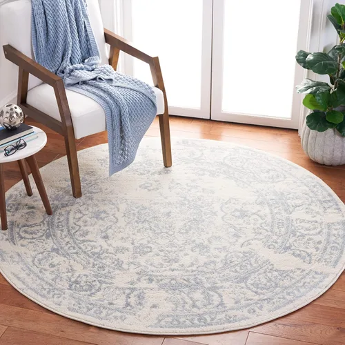 Miniatura 8 de SAFAVIEH Colección Adirondack Alfombra de Área - 4' Redonda, Marfil y Plata, Diseño Oriental Envejecido, No Desprende Pelusa y de Fácil Cuidado