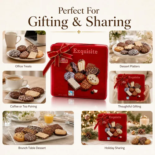 Miniatura 4 de Lambertz - Lata de galletas europeas para el Día del Padre, 92 galletas, 10 variedades, listas para servir y listas para regalar para papá