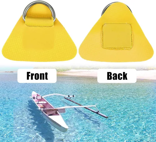 Miniatura 3 de X AUTOHAUX 4 Pcs D Ring Patch PVC Stainless Steel Triangle Shape D Ring Pad for Inflatable Boat Kayak Canoe Deck Amarillo