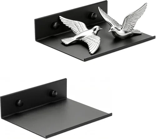 Miniatura 20 de Z metnal Estantes decorativos pequeños, mini estante flotante de exhibición de pared para altavoces inteligentes coleccionables, aluminio, montaje