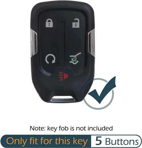 Miniatura 2 de 2 fundas de silicona para llavero de 5 botones, protector sin llave compatible con Chevrolet Chevy Silverado Suburban Tahoe GMC Acadia Sierra