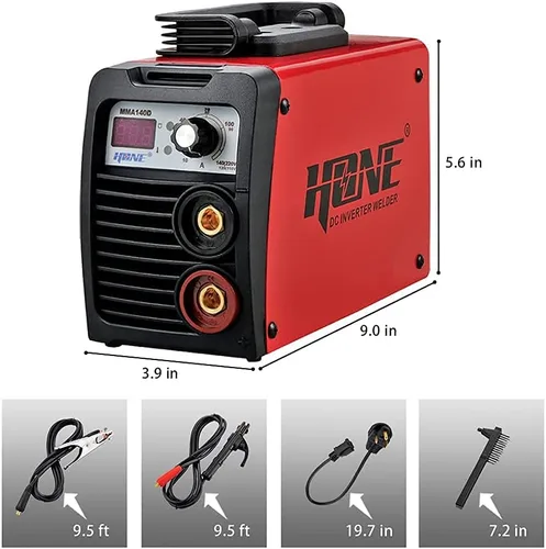 Miniatura 5 de HONE Soldador de palo, máquina de soldadura de arco 140Amp real 110V/220V, máquinas de soldadura IGBT con pantalla LCD digital inversora, arranque