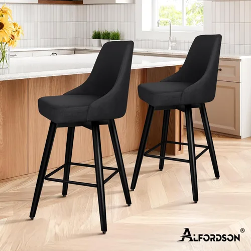 Miniatura 9 de ALFORDSON Juego de 2 taburetes de bar de 26 pulgadas de altura de mostrador, modernos taburetes giratorios con respaldo completo, sillas de bar