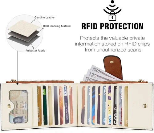Miniatura 3 de BOSTANTEN Billeteras de cuero para mujer con bloqueo RFID tarjetero delgado con bolsillo con cremallera
