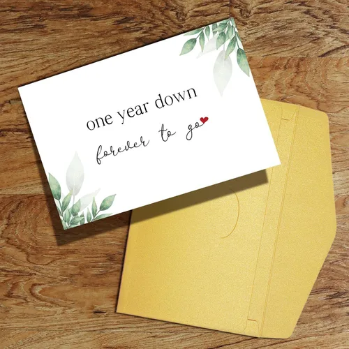 Miniatura 8 de Qiliji Tarjeta Romántica de 1er Aniversario, Tarjeta de Feliz 1er Aniversario para Él Ella, Tarjeta de Aniversario de Boda de Primer Año, 1 Año