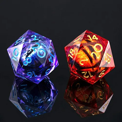 Miniatura 4 de DND Juego de dados de 8 piezas con ojo de dragón extra D20-Beholder's Eye Liquid Core Sharp Edge Resina poliédrica hecha a mano 2 × D20 D4 D6 D8 D10