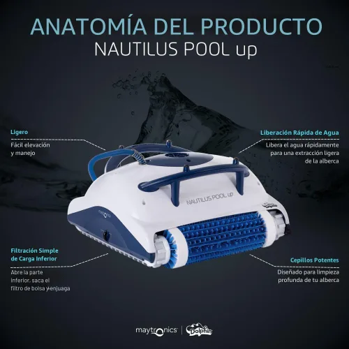 Miniatura 8 de Limpiador robotizado para piscinas Dolphin Nautilus Pool-Up hasta 26 pies - Escala paredes con cepillo de limpieza