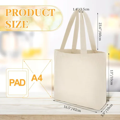 Miniatura 2 de Silkfly 20 Bolsas de Lona a Granel de 16.5x13.4'' Bolsas de Lona de Algodón en Blanco con Asas y Cremallera Reutilizables Lisas para Comestibles