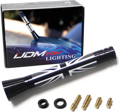 Miniatura 8 de iJDMTOY Antena corta a cuadros de 3 pulgadas con tema de tablero de ajedrez blanco/negro compatible con Mini Cooper (todos los modelos) y más otros