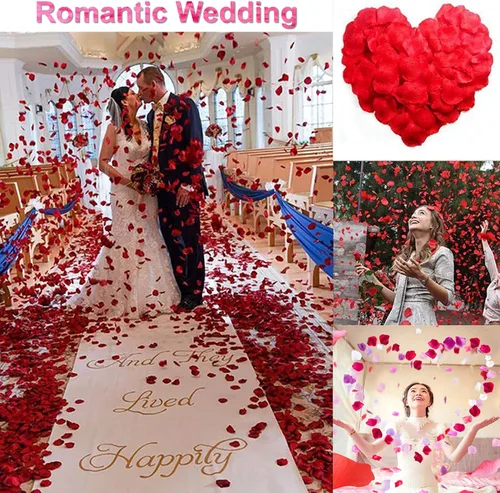 Miniatura 5 de 1000 pétalos de rosa falsos para noche romántica, creación de ambiente festivo romántico, para propuesta de matrimonio, boda, día de San Valentín