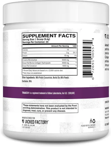 Miniatura 8 de Jacked Factory Creatina para mujer – Monohidrato de creatina con colágeno + calostro para apoyar el rendimiento del entrenamiento, crecimiento