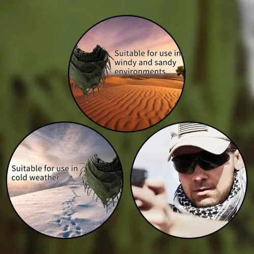 Miniatura 4 de Bufanda gruesa de 100 % algodón tipo shemagh o keffiyeh militar de táctica árabe para el desierto, para mujeres y hombres, 43 x 43 pulgadas