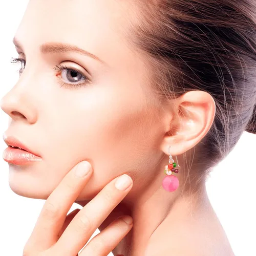 Miniatura 5 de NOVICA Aretes artesanales hechos a mano con perlas cultivadas de agua dulce y granate, piedras preciosas colgantes, plata de ley 925, cristal
