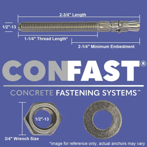 Miniatura 2 de CONFAST Anclaje de cuña de 1/2" x 2-3/4" chapado en zinc (caja de 25)