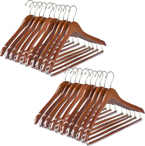 Miniatura 10 de Quality Hangers Perchas de madera hermosas y resistentes para trajes, perchas curvadas ideales para viajeros, perchas resistentes con barra