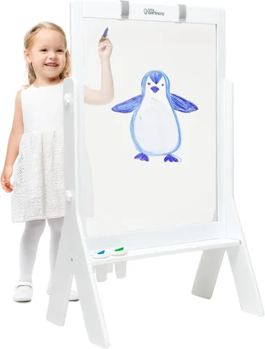 Miniatura 7 de Little Partners Peek-A-Boo Art Toddler Easel, Estación de Pintura de Acrílico Transparente de Dos Lados de Altura Ajustable para Niños