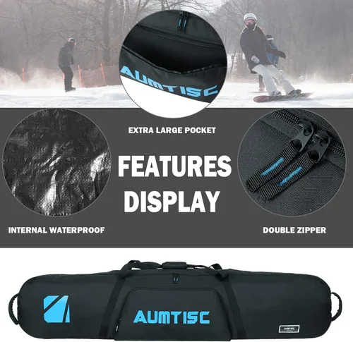 Miniatura 4 de Bolsa de Snowboard Acolchada AUMTISC para Viajes Aéreos, Bolsas de Viaje para Snowboard para Volar con Bolsillos para Equipo, Disponible en Longitud