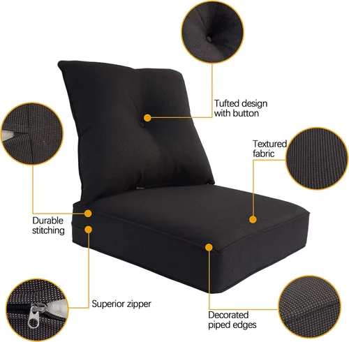 Miniatura 3 de Juego de cojines de repuesto para sillón de interiores o exteriores; para primavera y verano Olefina Gris Claro