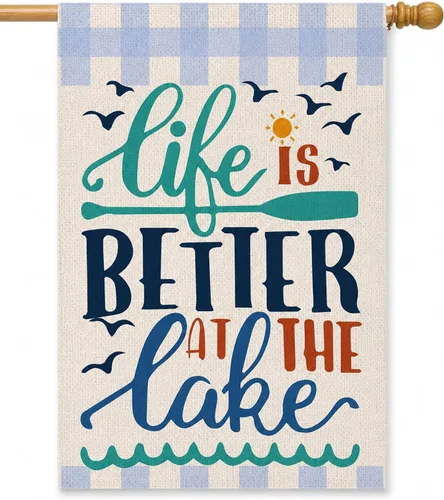 Miniatura 9 de Bandera de jardín de verano de doble cara de 12 x 18 pulgadas – Banner Life Is Better At The Lake – Decoración navideña para patio al aire libre