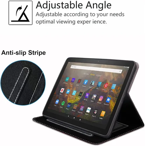 Miniatura 5 de Funda para tablet Kindle Fire 7 (12ª generación, versión 2022) último modelo de 7 pulgadas, funda delgada de piel sintética con soporte para tarjeta