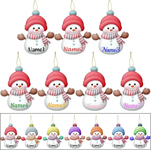 Miniatura 11 de 7 adornos de Navidad personalizados de muñeco de nieve con nombre, adornos familiares personalizados para árbol de Navidad, decoración colgante