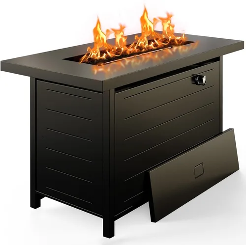 Miniatura 8 de Ciays Protector de viento de vidrio de 28 pulgadas / 32 pulgadas para fogata de propano, se adapta a mesa de gas de acero de 50,000 BTU, funciona