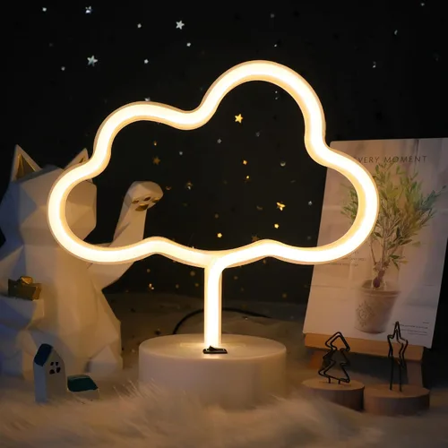 ENUOLI Linda nube de luz de neón LED en forma de nube, luces nocturnas, marquesina, letrero de neón, decoración de mesa para fiesta de Navidad, nubes