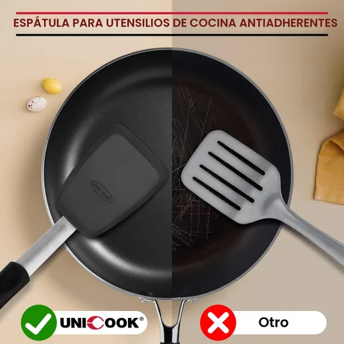 Miniatura 4 de Unicook Paquete de 2 espátulas de silicona flexible, giratorias, resistentes al calor de 600 °F, ideal para voltear huevos, hamburguesas, crepes