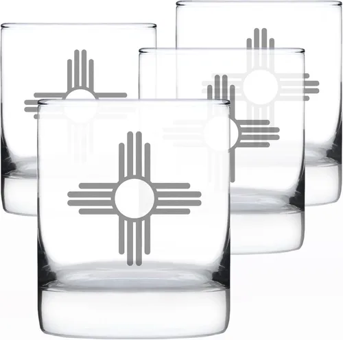 Miniatura 6 de Bandera de Nuevo México personalizada – Vidrio de rocas de whisky personalizado – Decoración de beber con temática estatal y regalos para nuevos