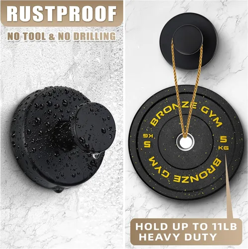 Miniatura 4 de Ganchos de ventosa para ducha sin taladro, ganchos de baño para toallas, batas, esponja vegetal montables en paredes de baño, cocina, vidrio, Negro