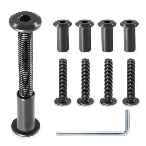 Miniatura 25 de 10 pares (20 piezas) M6 x 0.630 in Tornillo hexagonal con llave Allen, pernos de conector plateados para muebles, tornillos avellanados M6, tuercas