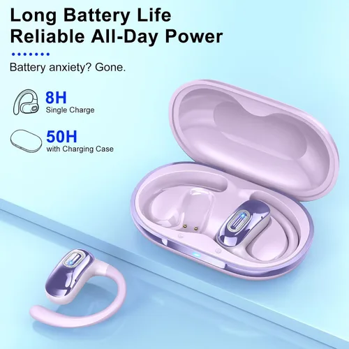 Miniatura 2 de Auriculares de oído abierto, auriculares Bluetooth 5.4, 50H, auriculares de conducción de aire, auriculares de oído cerrado con graves estéreo HD