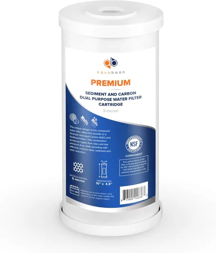 Miniatura 8 de Aquaboon Cartucho de repuesto de filtro de agua para toda la casa, 5 micrones, 10 x 4.5 pulgadas, filtro de agua de carbono y sedimentos de alta