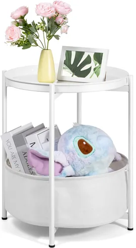 Miniatura 10 de Mesa auxiliar dorada, mesa auxiliar dorada champán, mesa auxiliar pequeña dorada, mesita de noche redonda para niños con canasta, mesa decorativa