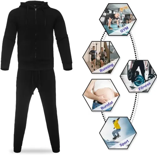 Miniatura 6 de Conjunto deportivo de forro polar con capucha para hombre, 2 piezas, conjunto casual para correr