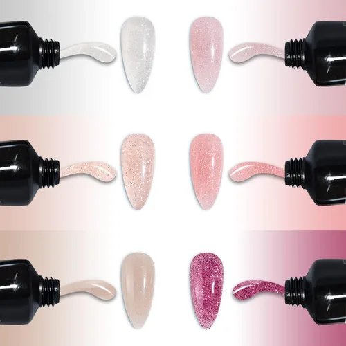 Miniatura 5 de Kit de gel de extensión de uñas, juego de gel transparente con purpurina para arte de manicura de uñas en casa
