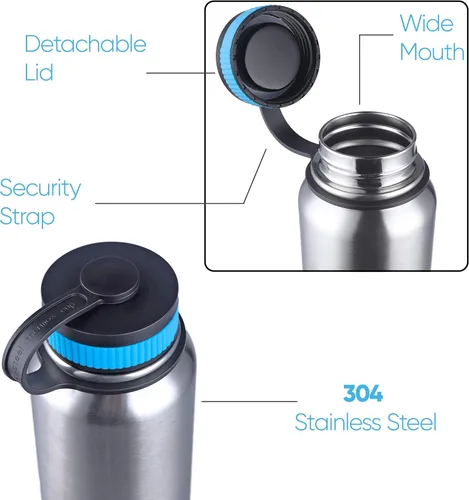 Miniatura 5 de Botella de agua de acero inoxidable Gearland con taza de camping anidada y tapa para bolsa de evacuación, equipo de supervivencia en la naturaleza
