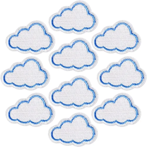 10 piezas de mini parches de nube para planchar para coser en pequeñas nubes, parches bordados para ropa, chaquetas, mochilas, pantalones, gorras,