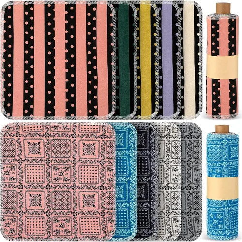 Miniatura 37 de Redbaker 50 piezas de toallas de papel reutilizables, paños de algodón reutilizables sin papel, toallas de papel absorbentes lavables para inodoro