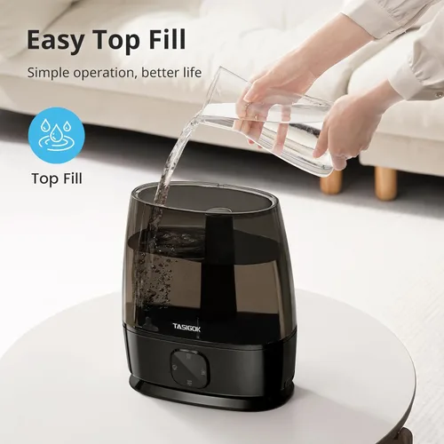 Miniatura 2 de Humidificadores para dormitorio y hogar, humidificador de aire de niebla fría y cálida de 6 L para habitación grande, guardería, 50 horas, fácil