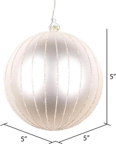 Miniatura 2 de Vickerman Adorno navideño de bola de avena mate con purpurina de 5 pulgadas. Incluye 4 piezas por bolsa.