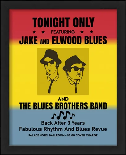 Miniatura 17 de Tonight Only-Jake & Elwood Blues-The Blues Brothers Band Arte de Pared Vintage, Arte de Pared Retro de TV con Impresión de Silueta de John