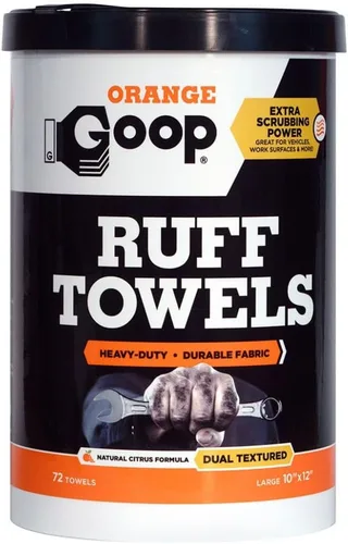 GOOP Toallas naranjas resistentes con poder de fregar, toallitas de limpieza multiusos de doble textura de 10 x 12 pulgadas, eliminan la suciedad,