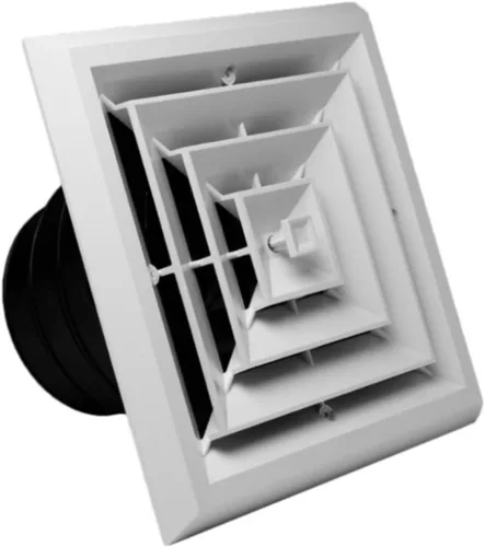 RectorSeal TRUaire Rejilla/Amortiguador 81914 Difusor de techo de plástico con caja de techo incorporada, instalación fácil, HVAC,