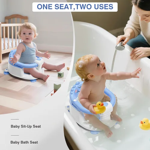 Miniatura 2 de Asiento de baño para bebés de 5 meses en adelante, asiento de baño antideslizante para sentarse, cojín suave y diseño compacto, asiento de bañera