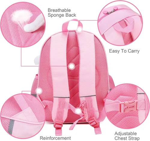 Miniatura 5 de Reqinqin Lindas mochilas reales para niños pequeños, mini bolsa de viaje de dibujos animados de animales para bebé niña niño de 1 a 5 años