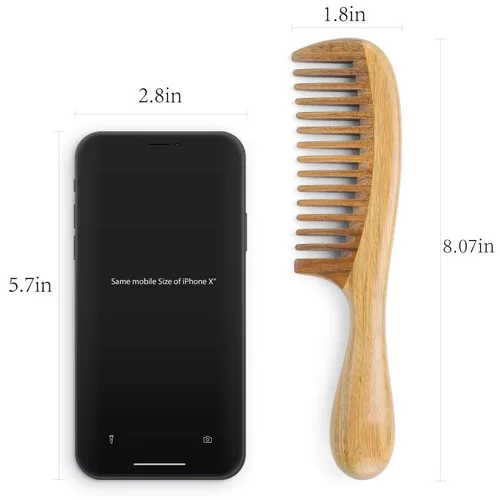 Miniatura 4 de Onedor - Juego de peines de madera de sándalo hechos a mano - Peines de madera con aroma antiestático, dientes anchos y finos para desenredar