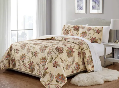 Miniatura 8 de Fancy Collection Juego de Cubrecama Acolchada de 3 Piezas, Tamaño Grande, Nuevo (Full/Queen, Aqua, Turquesa, Costero Llano/Gris Verde, Blanco)